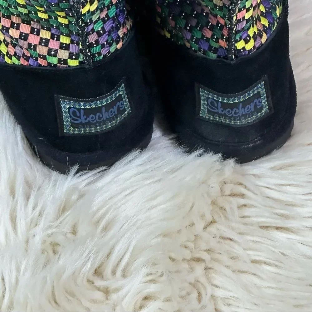 Skechers Black and Multicolor Woven Winter Boots